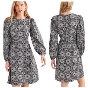 NWT Boden Grey Crew Neck Print Mini Dress Size 8L